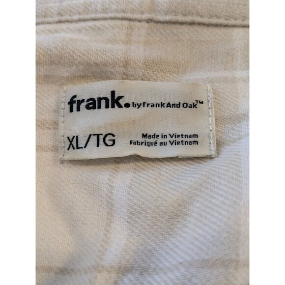 Frank and Oak Flannel Shirt Womens XL Plaid Beige Button Up Organic Cotton Soft - Picture 5 of 6